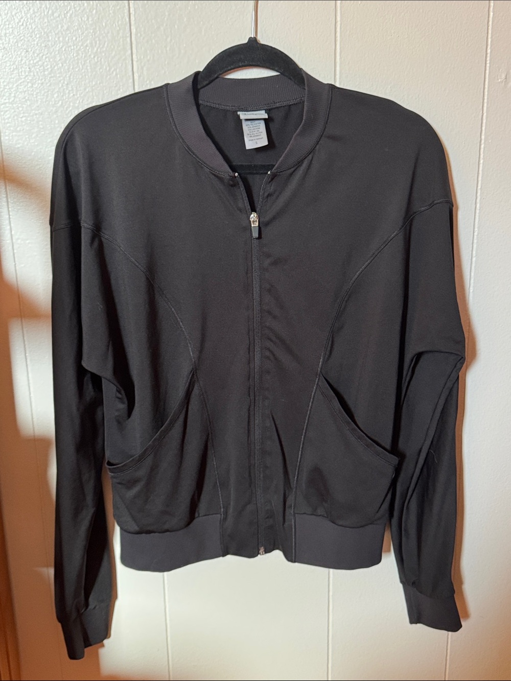 CHAMPION Women's Black Full-Zip Activewear Bomber Track Jacket Sz S MSRP $55